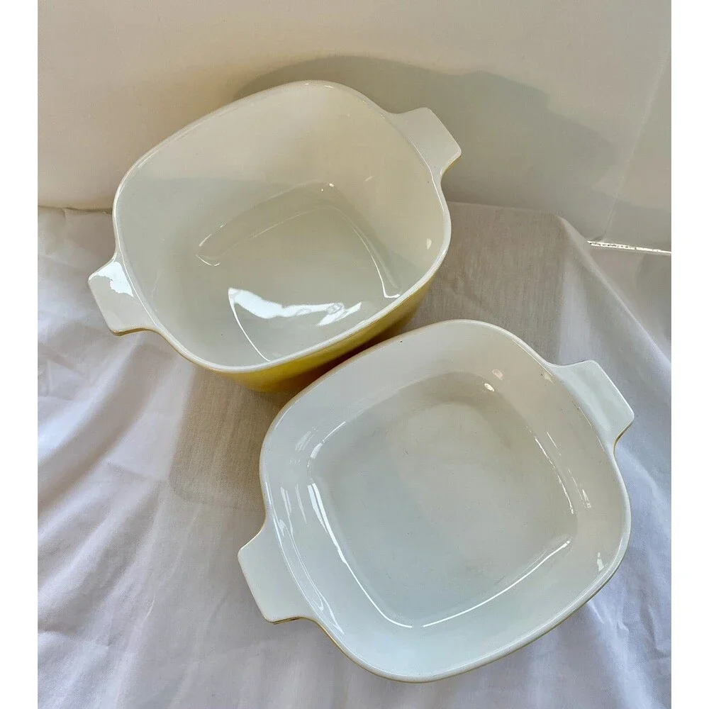2 CORNING WARE P-1B 1 QT & P-1 3/4-B 1 3/4 QT HARVEST GOLD YELLOW CASSEROLE